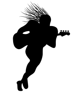 Guy with dreadlocks running with a bass