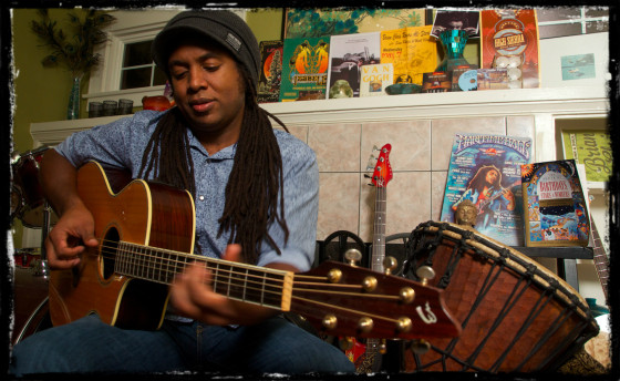 playing guitar and drum