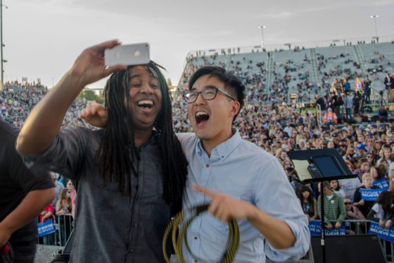 selfie onstage at stadium