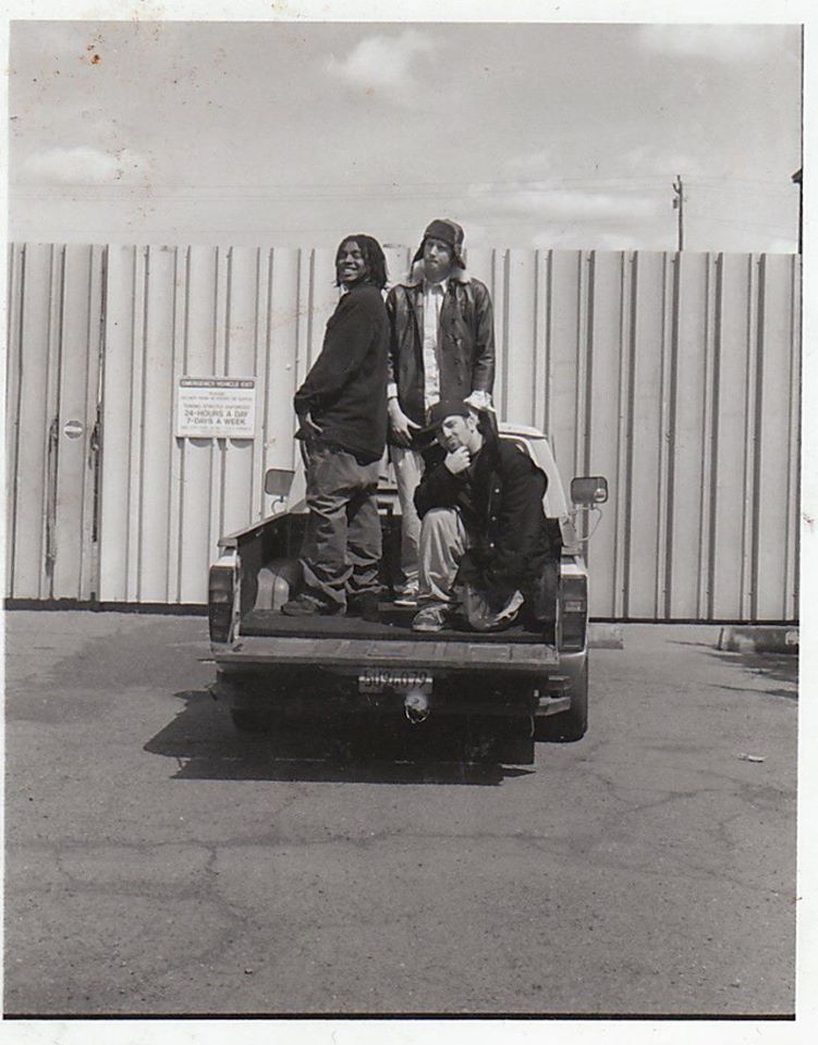 a trio dressed in 90s clothing sagging hard