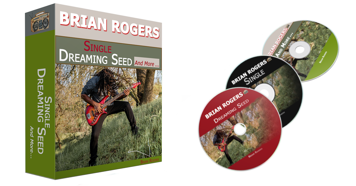 brian head banging playing bass in nature on the cover on a three album box set